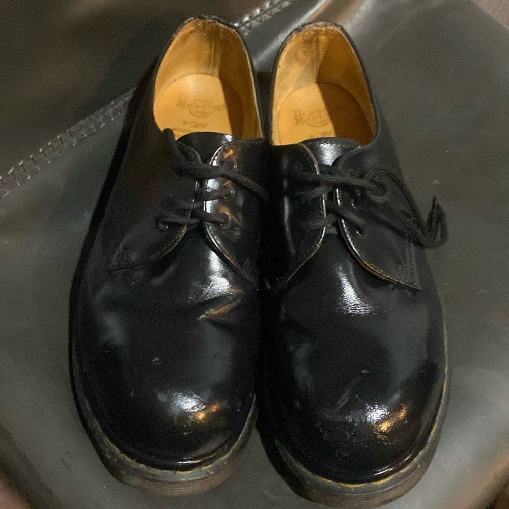 Dr. Marten Steel Toe men work shoes vintage men sz 8 made in England - Picture 1 of 4